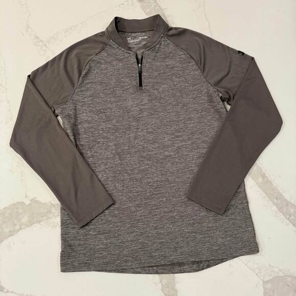 Under Armour Tech 2.0 Quarter Zip Long Sleeve Athletic Top Men’s Small Brown Gym - Picture 1 of 4
